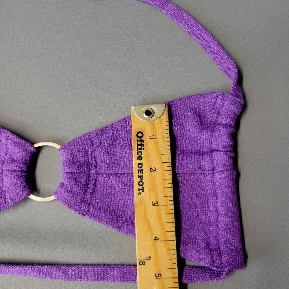 Cia Maritima 2 Piece Bikini Womens Large Purple Bandeau Top Floral Beachwear New